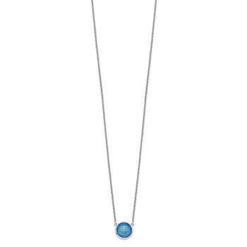 Sterling Silver Rhodium-plated Synthetic Blue Opal 18in Necklace — alternate view