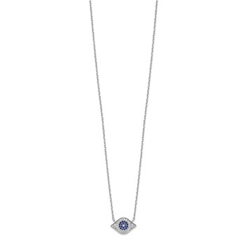 Sterling Silver Rhodium-plated Polished CZ Eye 17 inch Necklace — alternate view