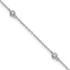 Sterling Silver Rhodium-Plated CZ Turtle With 2in Ext Anklet Sterling Silver Rhodium-Plated CZ Turtle With 2in Ext Anklet