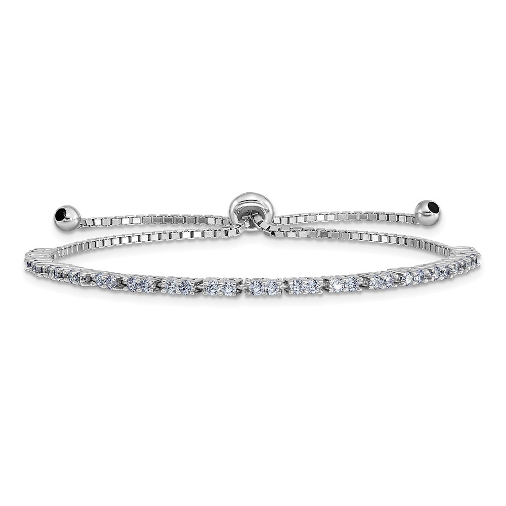 Sterling Silver Rhod-plated June Light Purple CZ Adjustable Bracelet