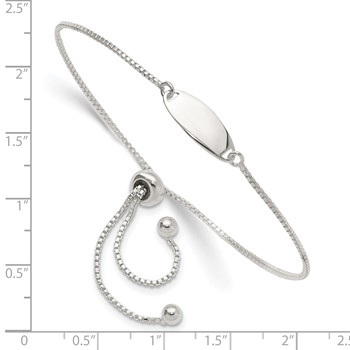 Sterling Silver Polished Bar Adjustable Bracelet — alternate view