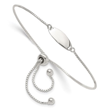 Sterling Silver Polished Bar Adjustable Bracelet