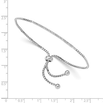 Sterling Silver Rhodium-plated CZ Bar Adjustable Bracelet — alternate view