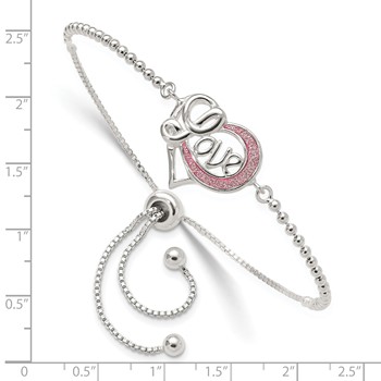 Sterling Silver Glitter Infused Infinity LOVE Adjustable Bracelet — alternate view