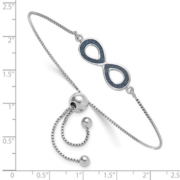 Sterling Silver Rhod-pltd Glitter Infused Infinity Adjustable Bracelet — alternate view