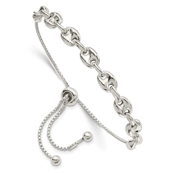 Sterling Silver Polished Link Adjustable Bracelet