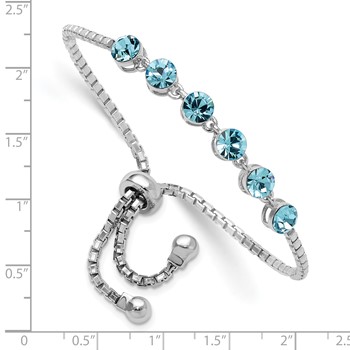 Sterling Silver Rhodium-plated Blue Crystal Adjustable Bracelet — alternate view