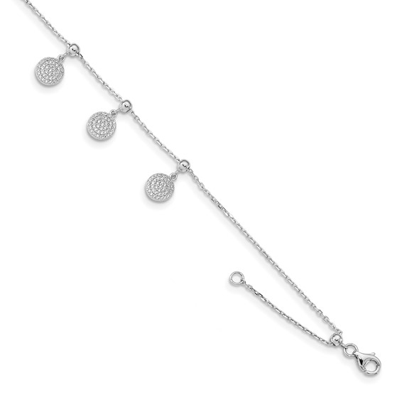 Center Circle Porthole Bracelet - Sterling Silver/Rhodium Gold 8