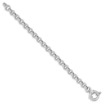 Sterling Silver Rhodium Plated Polished Rolo Link Bracelet — alternate view