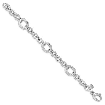 Sterling Silver Rhodium Plated Polished Link Bracelet — alternate view