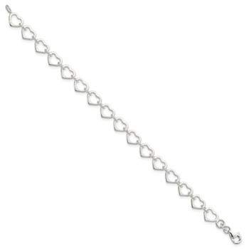 Sterling Silver Polished Heart Bracelet — alternate view