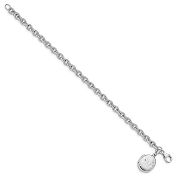 Sterling Silver Rhodium-plated Textured Oval Locket Bracelet — alternate view