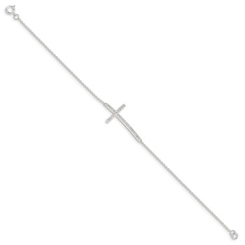 Sterling Silver CZ Cross Bracelet — alternate view
