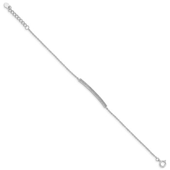 Sterling Silver Rhodium-plated 2-Row Pave CZ w/1in. Ext. Bracelet — alternate view