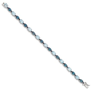 Sterling Silver Rhodium-plated London Blue/Sky Blue Topaz Bracelet — alternate view