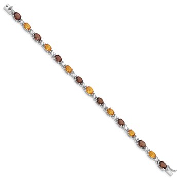 Sterling Silver Rhod-pltd Smoky Quartz/Citrine/Wh.Topaz Bracelet — alternate view