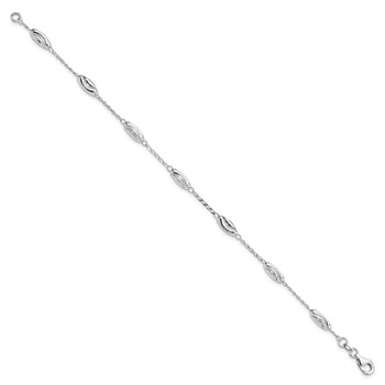 Sterling Silver Rhodium-plated Diamond-cut Oval Beads Bracelet — alternate view