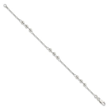 Sterling Silver Diamond Cut Beaded Bracelet — alternate view