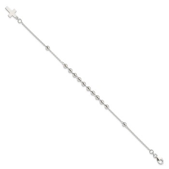 Sterling Silver Beaded Cross Bracelet — alternate view