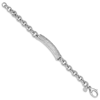 Sterling Silver Rhodium Plated Polished CZ Fancy Bracelet — alternate view