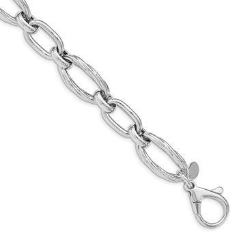 Sterling Silver Rhodium Plated Polished Link Bracelet
