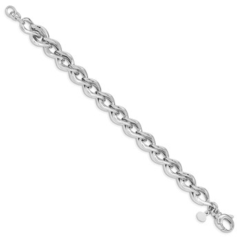 Sterling Silver Rhodium Plated Polished Link Bracelet — alternate view