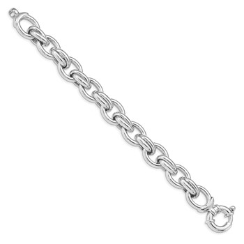 Sterling Silver Rhodium Plated Polished Link Bracelet — alternate view