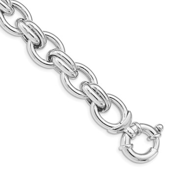 Sterling Silver Rhodium Plated Polished Link Bracelet