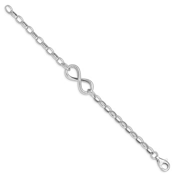 Sterling Silver Rhodium Plated Polished Infinity Link Bracelet — alternate view
