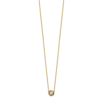 Prizma Sterling Silver Gold-tone 14K Flash Gold-plated 16 inch White and Colorful CZ Circle Necklace with 2 inch Extender — alternate view