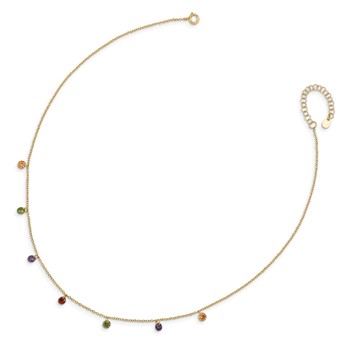 Prizma Sterling Silver Gold-tone 14K Flash Gold-plated 16 inch Dangling Colorful CZ  Necklace with 2 inch Extender — alternate view