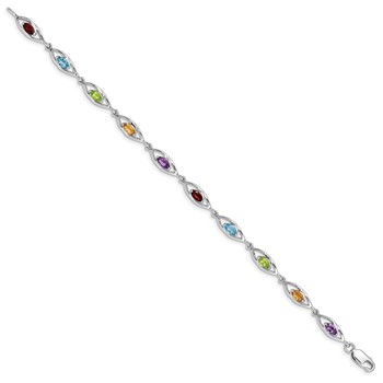 Sterling Silver Rhod-plat Amethyst Topaz Peridot Citrine Garnet Bracelet — alternate view
