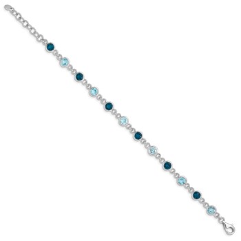 Sterling Silver Rhod-plat London and Light Swiss Blue Topaz Bracelet — alternate view