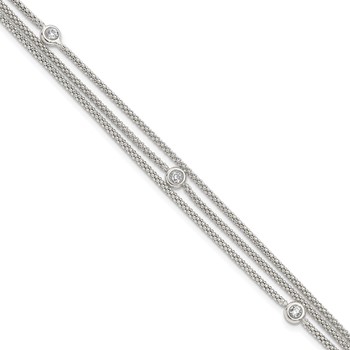 Sterling Silver Polished Multi Strand CZ Bracelet