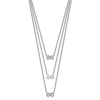 Sterling Silver Rhod-plated 3-Strand CZ Infinity w/2in ext. Necklace — alternate view
