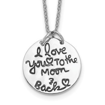 Sterling Silver Rhodium-plated Antiqued MOON AND BACK Necklace