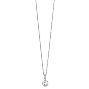 Sterling Silver Rhodium-plated Polished CZ Necklace — alternate view
