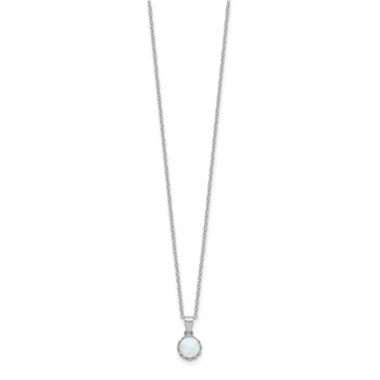 Sterling Silver Rhodium-plated Polished Created Opal Necklace — alternate view
