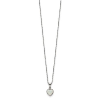 Sterling Silver Rhodium-plated Polish Heart Created Opal Necklace — alternate view
