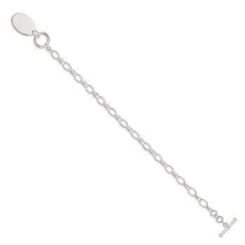 Sterling Silver Rhodium-plated Fancy Oval Disc Bracelet — alternate view