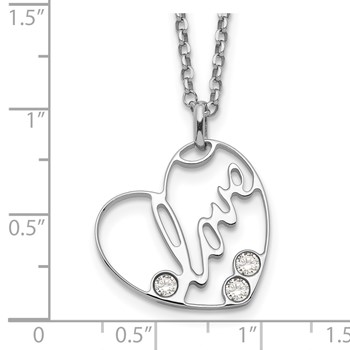 Sterling Silver CZ  LOVE Heart Necklace — alternate view