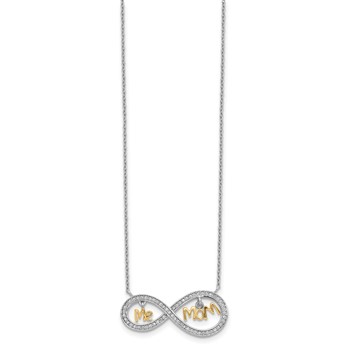 Sterling Silver Gold-plated MOM and ME CZ Infinity Necklace — alternate view