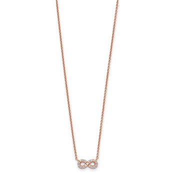 Sterling Silver Rose-tone CZ Infinity Necklace — alternate view