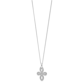 Sterling Silver CZ Cross Necklace — alternate view