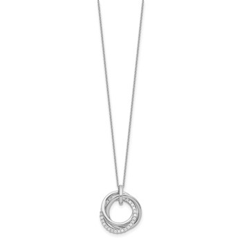 Sterling Silver Rhodium Plated Fancy CZ Necklace w/2in ext. — alternate view