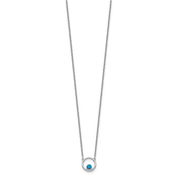 Sterling Silver Rhodium-plated Created Opal Circle w/ 2in ext. Necklace — alternate view
