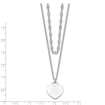 Sterling Silver RH-plated 2-Strand Heart w/4in ext Choker Necklace — alternate view
