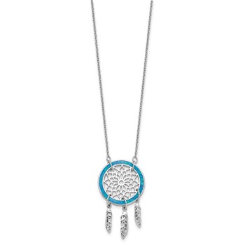 Sterling Silver Rhod-pltd Created Opal Dreamcatcher w/2in ext Necklace — alternate view