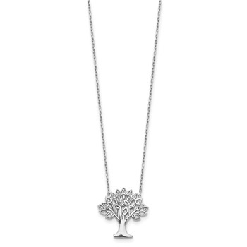 Sterling Silver Rhodium-plated CZ Tree w/ 2in ext. Necklace — alternate view