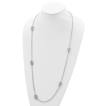 Sterling Silver Rhodium-plated Oval Link Necklace — alternate view